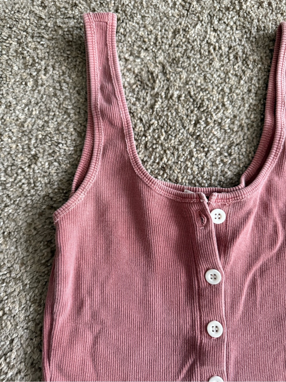 Full Tilt Dusty Rose Ribbed Button Tank - Picture 2 of 4